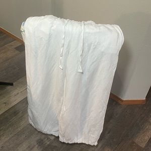 White linen blend wide leg pants